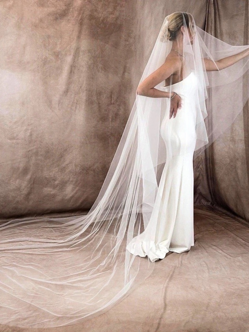 Blusher Cathedral Wedding Veil in White NWT
